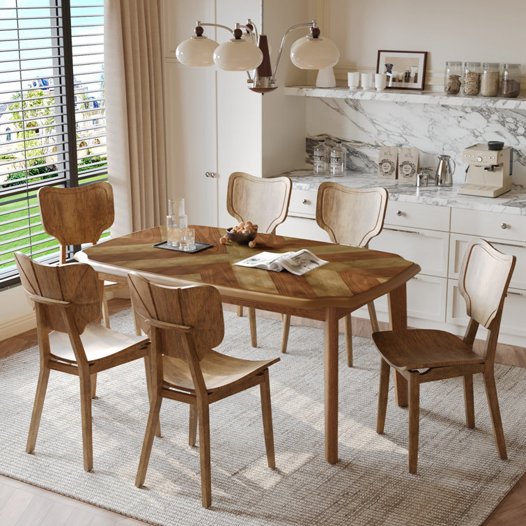 Red Barrel Studio® Vintage 7Piece Dining Table Set with 6 Dining